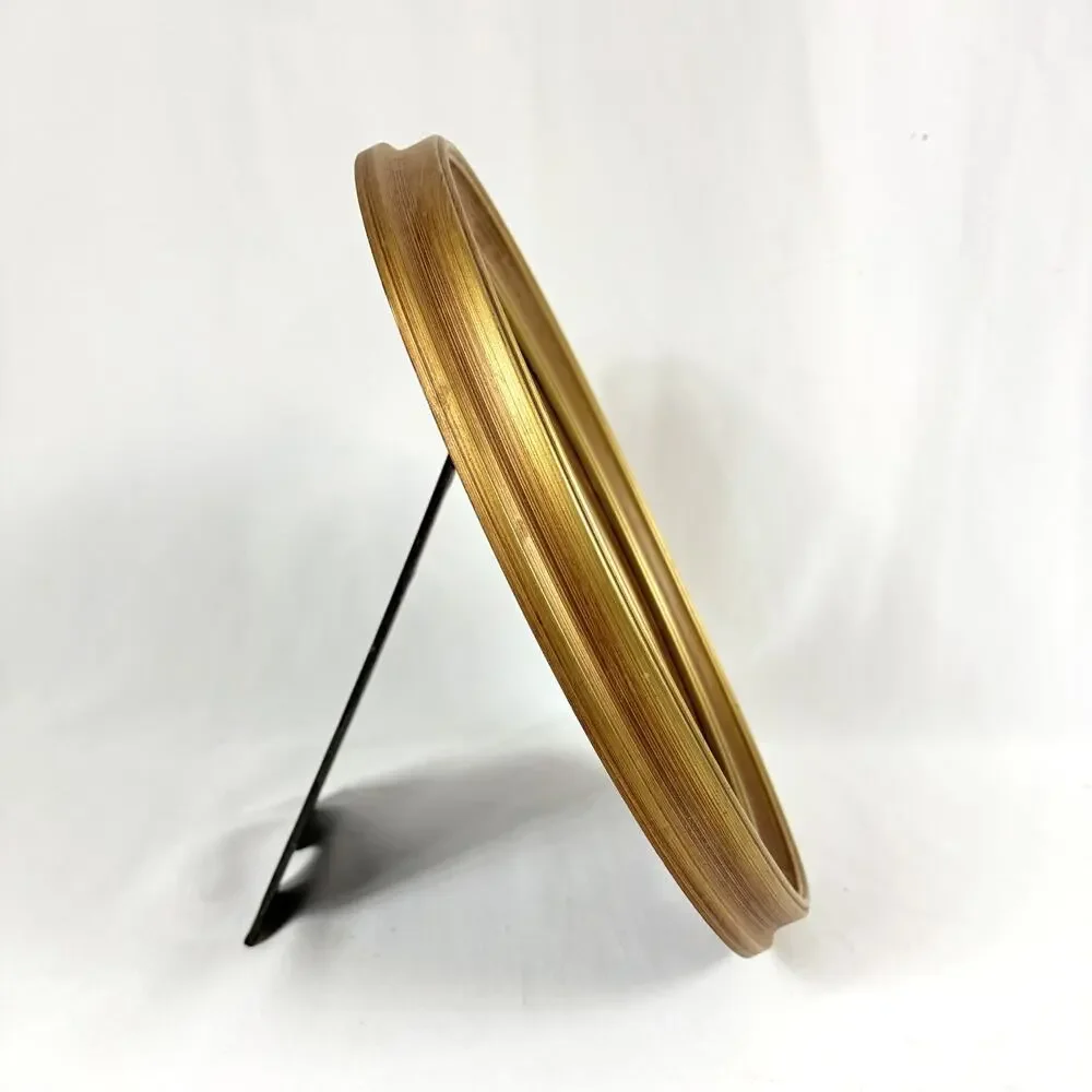 Vintage Oval Gold Tone Easel Back Frame Velvet Mat Boy & His Dog Print 12”
